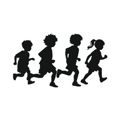 children running silhouettes   Vector Transparent Background