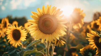 Obraz premium Sunflowers shining in the summer