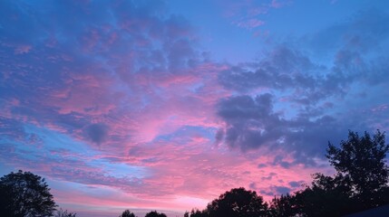 Fototapeta premium Summer evening sky in shades from pink to blue