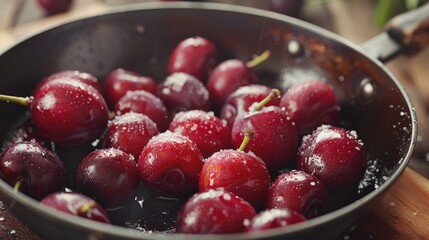 Fresh plums in a pan
