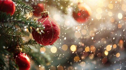 Festive holiday decorations with New Year rain