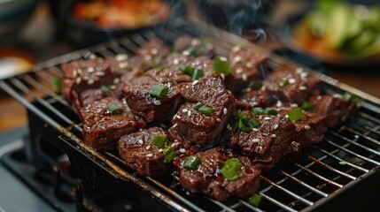 Grilled beef chunks in Korean style