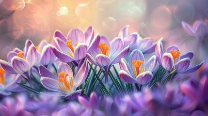 Naklejka premium Flowering crocuses