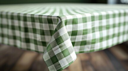 Fototapeta premium Tablecloth with green and white check pattern
