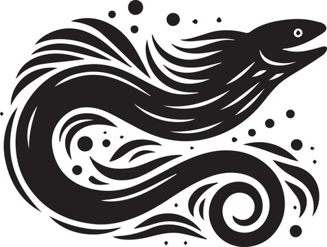 recommend clip art: Eel silhouette vector icon, Eel logo vector black and white