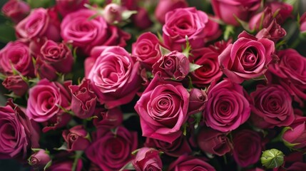 Obraz premium Fresh bouquet of dark pink roses