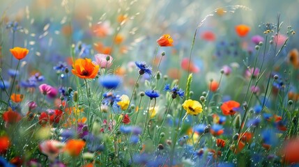 Summer field blooms with colorful wildflowers ©  AugmentArt