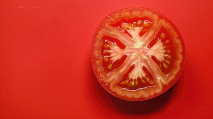 Tomato slice on red background tomato slice ©  AugmentArt