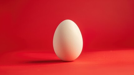 Fototapeta premium Egg isolated on red background with close up view