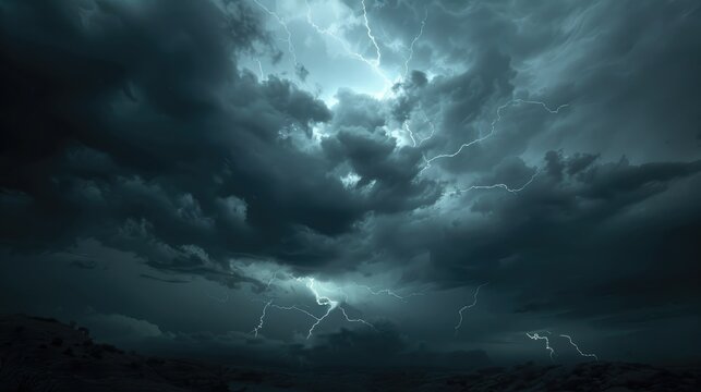 Flashes in gloomy sky