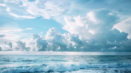 Stormy weather prediction on the sea involving cumulus clouds and atmospheric front