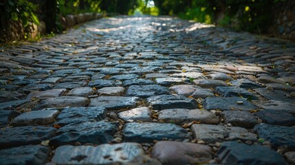 Naklejka premium Stone road in the backdrop