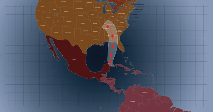 Hurricane Helene expected path way. Hurricane Helene approaching on the Gulf of Mexico.