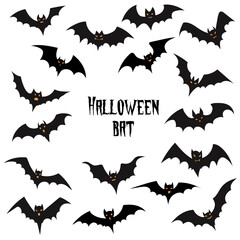 Hand painted illustration Halloween bats collection