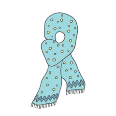 Knitted scarf doodle Hand drawn winter accessories Single design element for card, print, design, decor