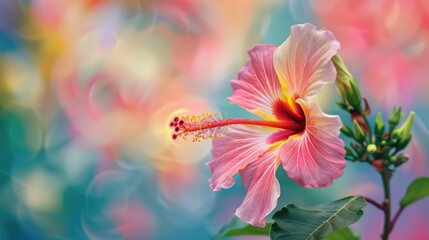 Exquisite tropical blossom against colorful backdrop