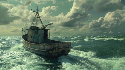 Obraz premium The boat used for fishing came back to land