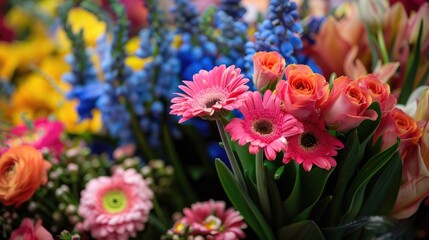 Focus varies on spring garden flowers