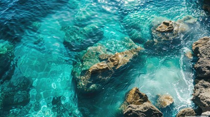 Obraz premium Stunning ocean with blue green water and rocks