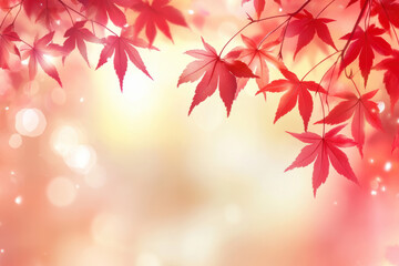 Fototapeta premium Copy space with autumn red leaves