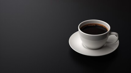 Obraz premium Isolated white cup on black background with coffee
