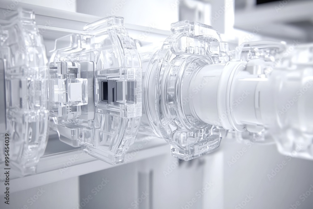Poster transparent cylindrical mechanical system illustrating advanced engineering secure data transmission