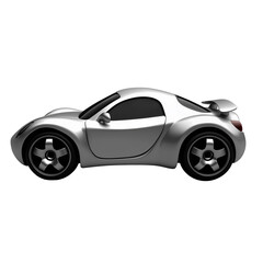 3d rendering icon silver car illustration PNG. cartoon minimal style on transparent isolated background.