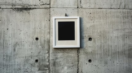 Naklejka premium Single empty instant photo frame pinned on concrete wall