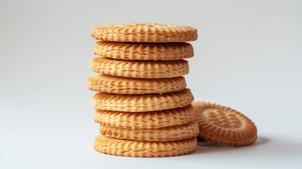 Isolated white background with stack of biscuits