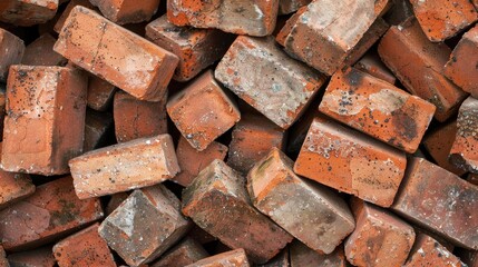 Small red bricks for constructing building walls