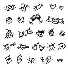 Love red heart illustration pattern on png