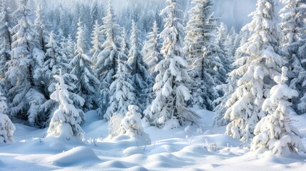 Obraz premium Snow covered trees in a stunning winter scenery