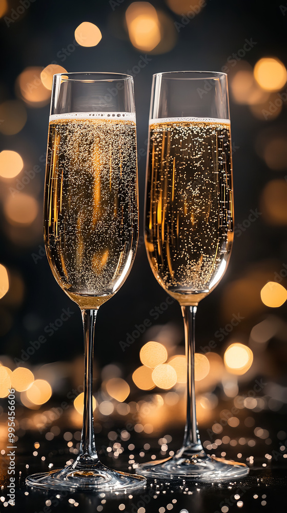 Wall mural Elegant Champagne Toast at Upscale Celebration with Sparkling Flutes  