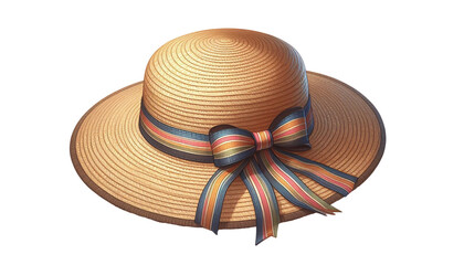 Elegant straw hat for women on a transparent background