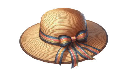 Elegant straw hat for women on a transparent background
