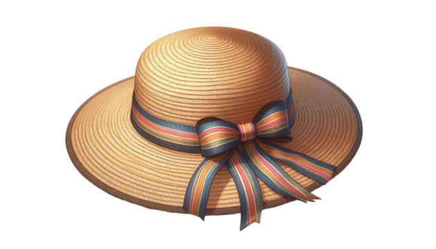 Elegant straw hat for women on a transparent background