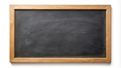 Empty chalkboard with traces of erased chalk on white background