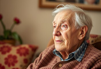 An elderly individual reminiscing about fond memories a twinkle