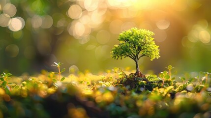 Isolated tree against blurred light background in high definition