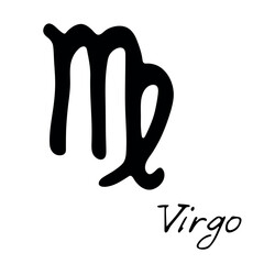 Hand drawn virgo zodiac sign Esoteric symbol doodle Astrology clipart Element for design