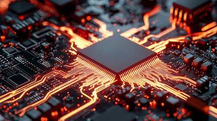 The electronic chip has a red light