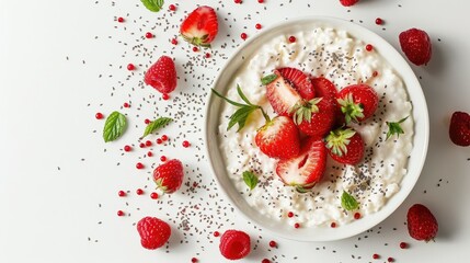 Organic White Food with Red Strawberries