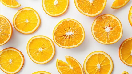 Obraz premium Orange Slices on White Background