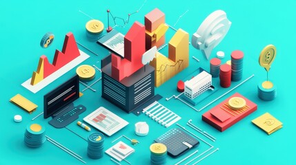 Obraz premium A digital model of a small business growth plan, illustrating key strategies for expansion and market penetration