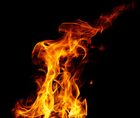 Fototapeta premium Fire flame on black background