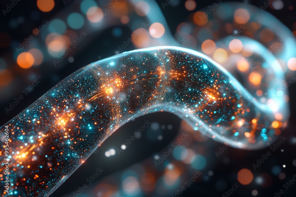 Poster close up of glowing red and blue fiber optic cables symbolizing secure data transmission high speed 