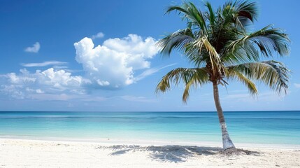 Palm tree on the tropical beach
