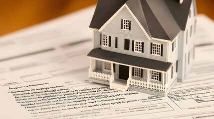 Miniature House Model Resting on a Legal Document