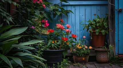 Plants blooms in the yard