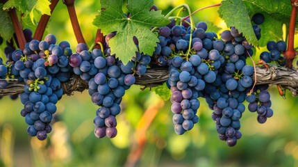 Naklejka premium Red grapes growing naturally in vineyards